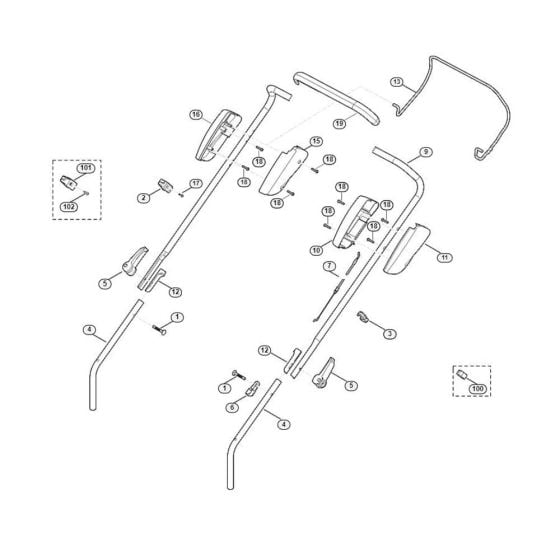 Handle for Viking MB 443.1 Petrol Lawn Mowers