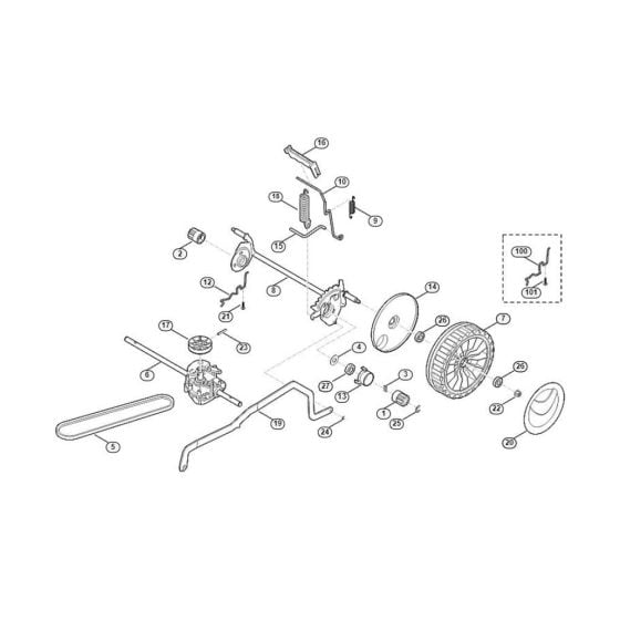 Rear Axle, Height Adjustment for Viking MB 448.1 T Petrol Lawn Mowers