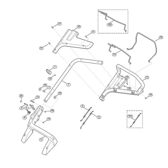 Handle for Viking MB 448.1 TC Petrol Lawn Mowers