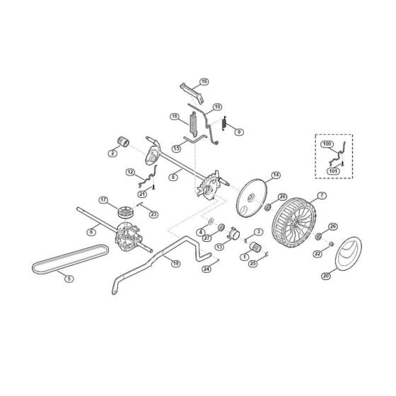 Rear Axle, Height Adjustment for Viking MB 448.1 TC Petrol Lawn Mowers