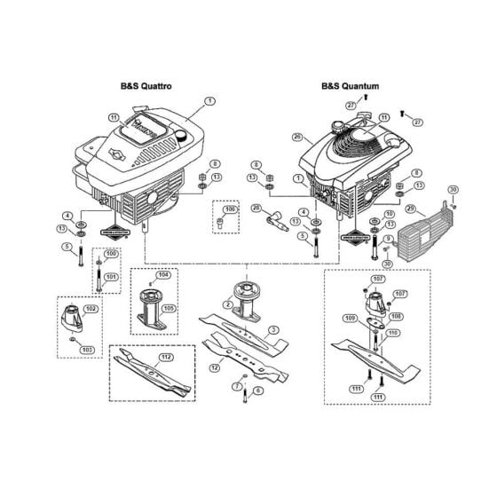 Engine, Blade for Viking MB 450 X Petrol Lawn Mowers