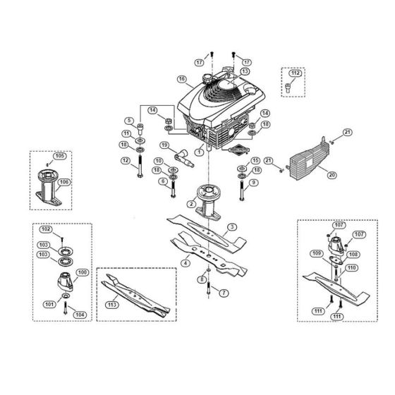 Engine, Blade for Viking MB 455 Petrol Lawn Mowers