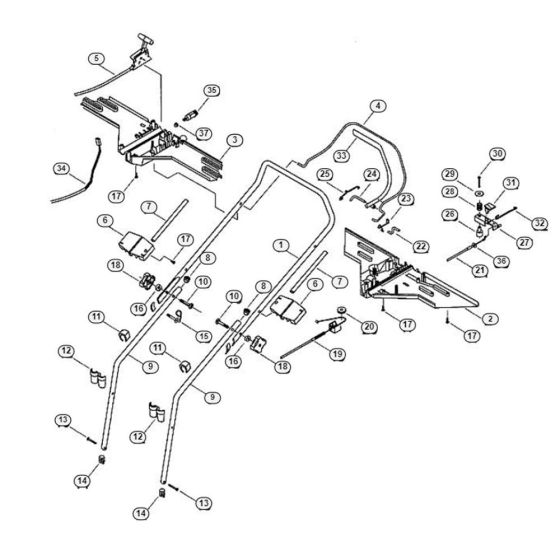 Handle-1 for Viking MB 455 E Petrol Lawn Mowers