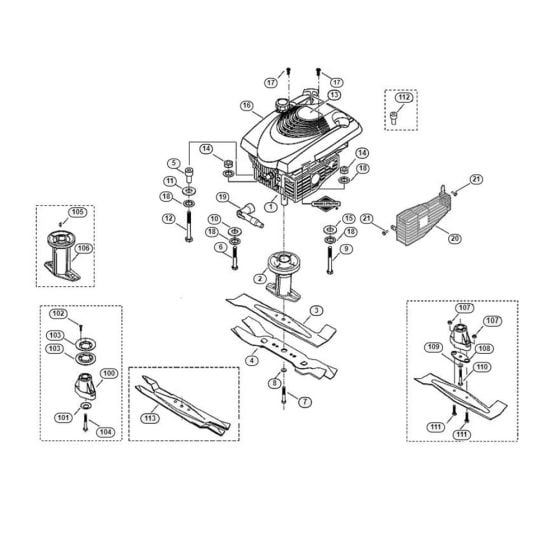 Engine, Blade for Viking MB 455 MM Petrol Lawn Mowers