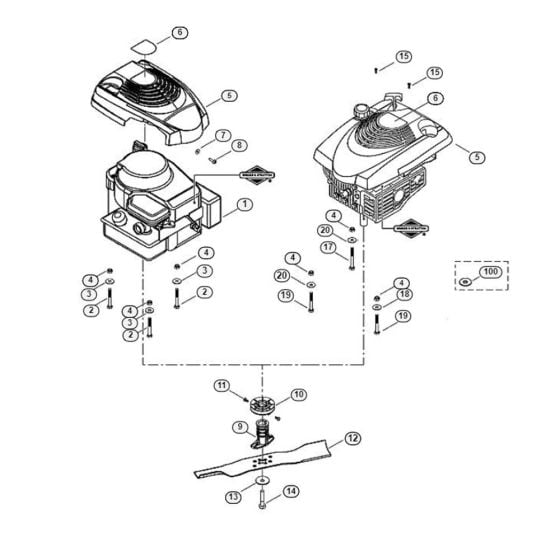 Engine, Blade for Viking MB 465 Petrol Lawn Mowers