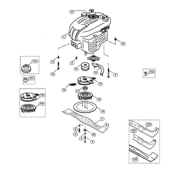 Engine, Blade for Viking MB 505 S Petrol Lawn Mowers