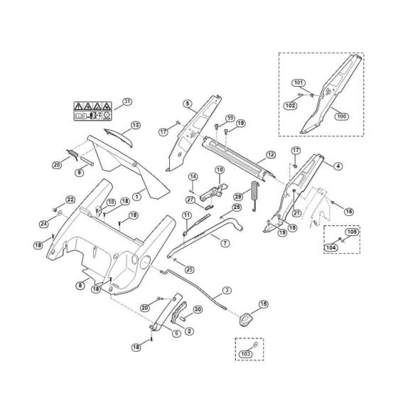 Frame, Height Adjustment for Viking MB 545.0 Petrol Lawn Mowers