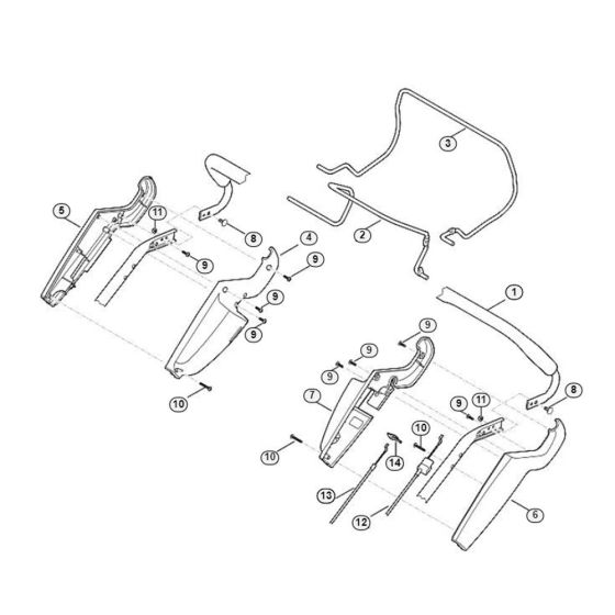 Handle Upper Part for Viking MB 545.0 T Petrol Lawn Mowers