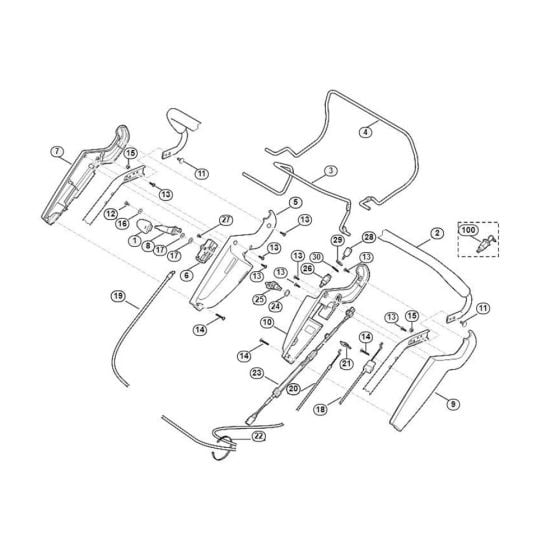 Handle Upper Part for Viking MB 545.0 VE Petrol Lawn Mowers