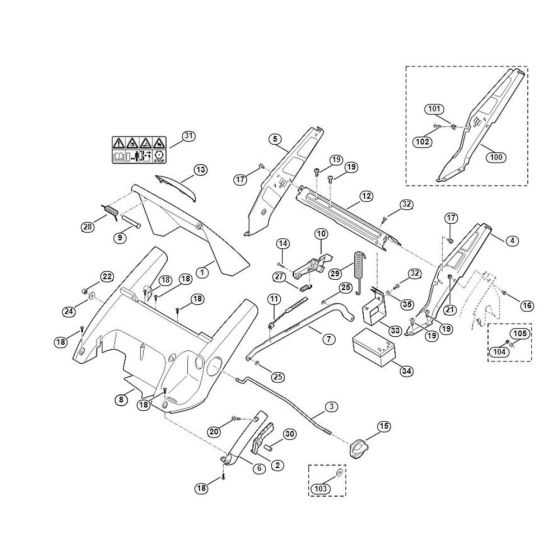 Frame, Height Adjustment for Viking MB 545.0 VE Petrol Lawn Mowers