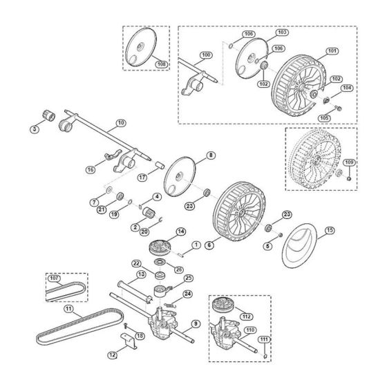 Shaft, Gear Box for Viking MB 545.0 VM Petrol Lawn Mowers