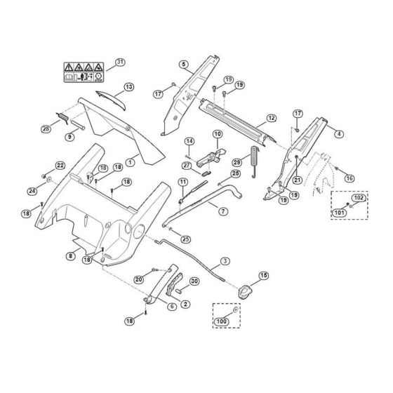 Frame, Height Adjustment for Viking MB 545.0 VR Petrol Lawn Mowers