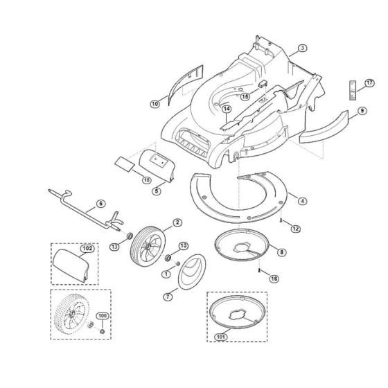 Housing, Front Axle for Viking MB 545.0 VR Petrol Lawn Mowers