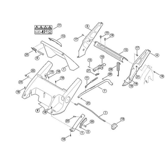 Frame, Height Adjustment for Viking MB 545.1 Petrol Lawn Mowers