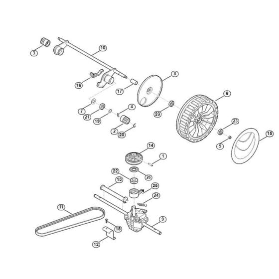 Shaft, Gear Box for Viking MB 545.1 VE Petrol Lawn Mowers