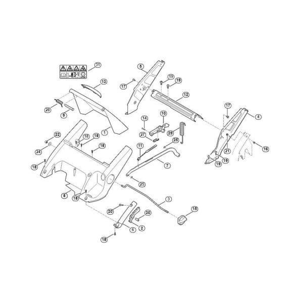 Frame, Height Adjustment for Viking MB 545.1 VM Petrol Lawn Mowers