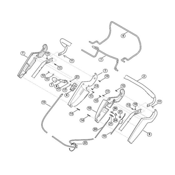 Handle Upper Part for Viking MB 545.1 VR Petrol Lawn Mowers