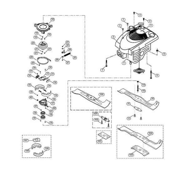 Engine, Blade for Viking MB 555 BS Petrol Lawn Mowers