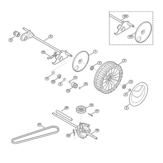 Shaft, Gear Box for Viking MB 650.0 T Petrol Lawn Mowers