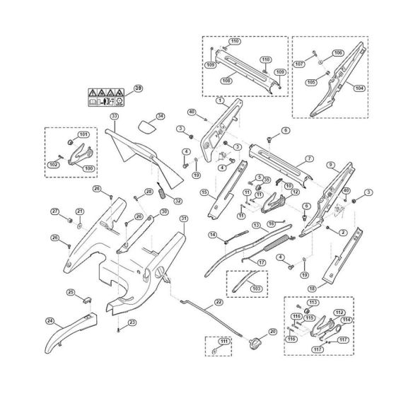 Frame, Height Adjustment for Viking MB 650.0 VQ Petrol Lawn Mowers