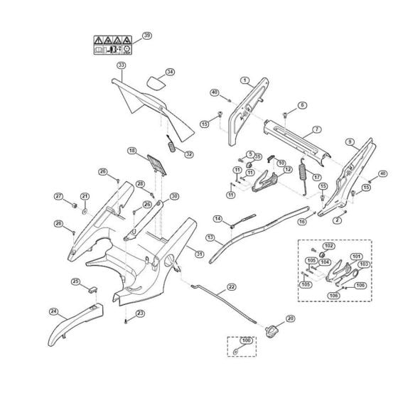 Frame, Height Adjustment for Viking MB 650.0 VR Petrol Lawn Mowers