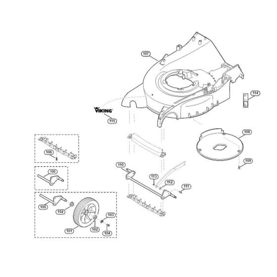 Housing, Front Axle-1 for Viking MB 650.0 VS Petrol Lawn Mowers