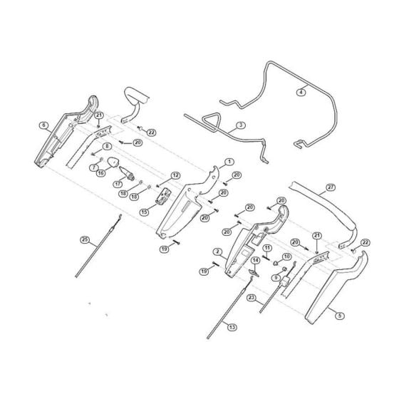 Handle Upper Part for Viking MB 650.1 V Petrol Lawn Mowers