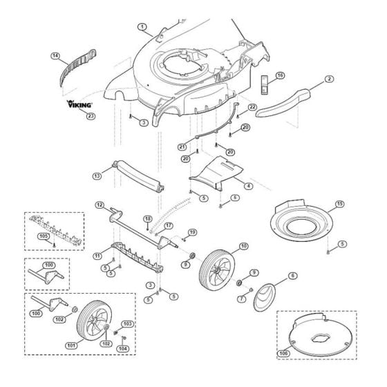 Housing, Front Axle for Viking MB 655.0 G Petrol Lawn Mowers