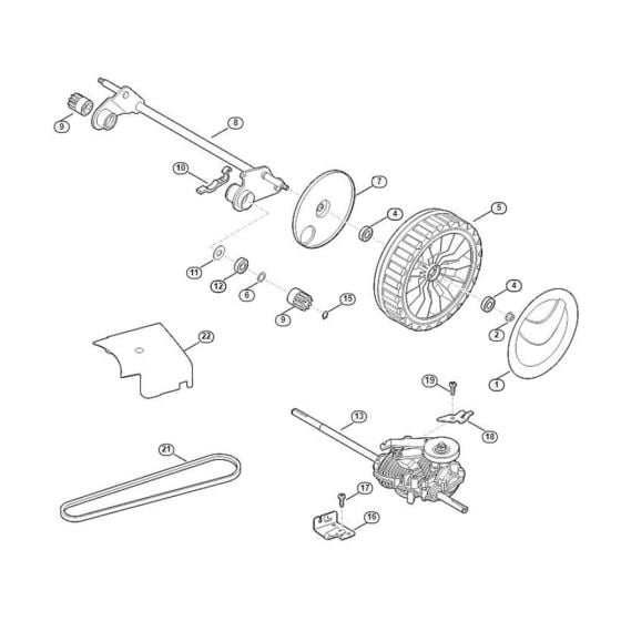 Shaft, Drive for Viking MB 655.0 G Petrol Lawn Mowers