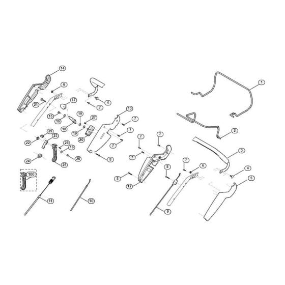 Handle Upper Part for Viking MB 655.0 GQ Petrol Lawn Mowers