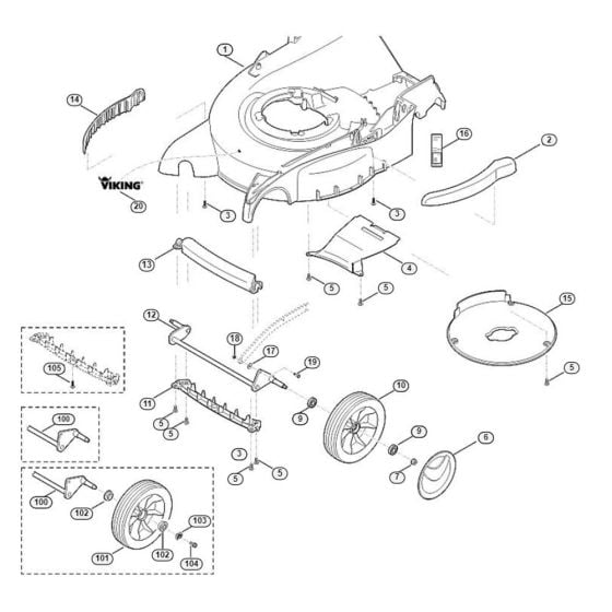 Housing, Front Axle for Viking MB 655.0 GQ Petrol Lawn Mowers