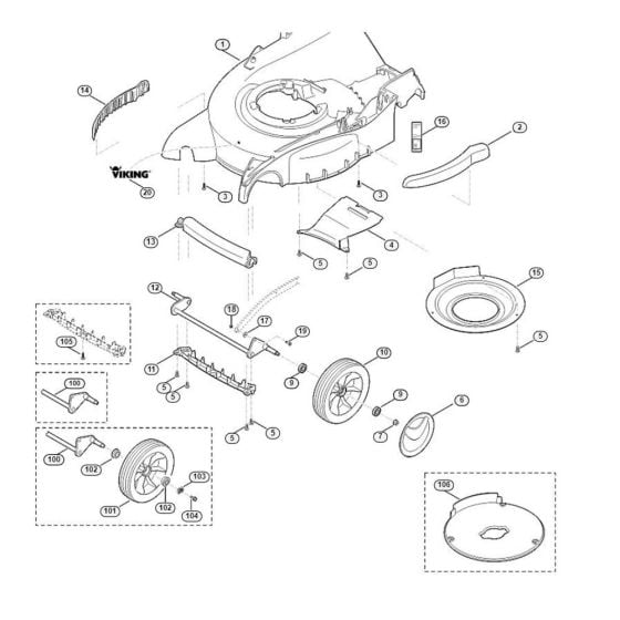 Housing, Front Axle for Viking MB 655.0 GS Petrol Lawn Mowers