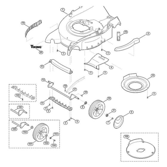 Housing, Front Axle for Viking MB 655.0 KS Petrol Lawn Mowers