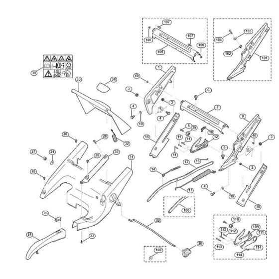 Frame, Height Adjustment for Viking MB 655.0 OS Petrol Lawn Mowers