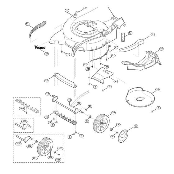 Housing, Front Axle for Viking MB 655.0 V Petrol Lawn Mowers