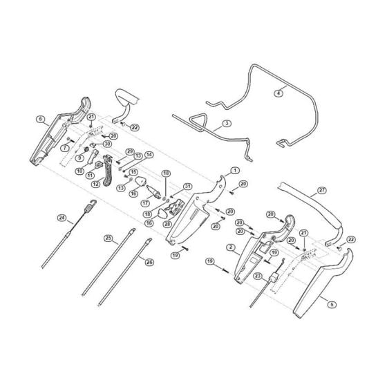 Handle Upper Part for Viking MB 655.1 VS Petrol Lawn Mowers