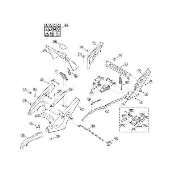 Frame, Height Adjustment for Viking MB 655.1 VS Petrol Lawn Mowers