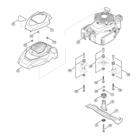 Engine, Blade for Viking MB 655.3 V Petrol Lawn Mowers