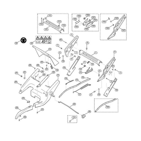 Frame, Height Adjustment for Viking MB 755.0 KS Petrol Lawn Mowers