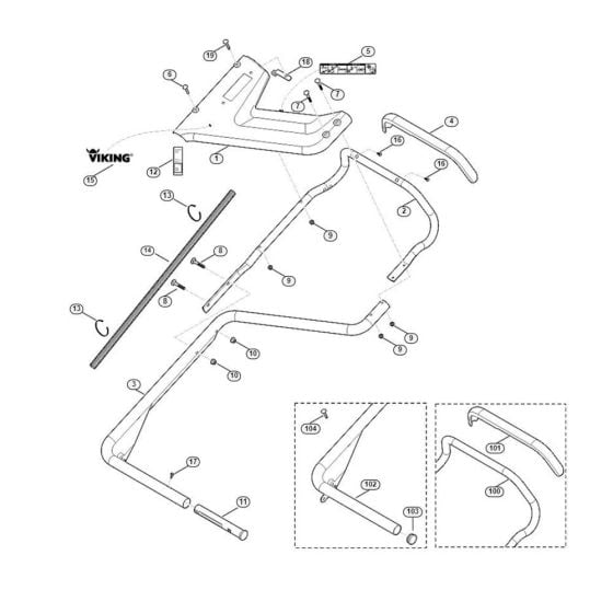 Handle Lower Part for Viking MB 756.0 YC Petrol Lawn Mowers