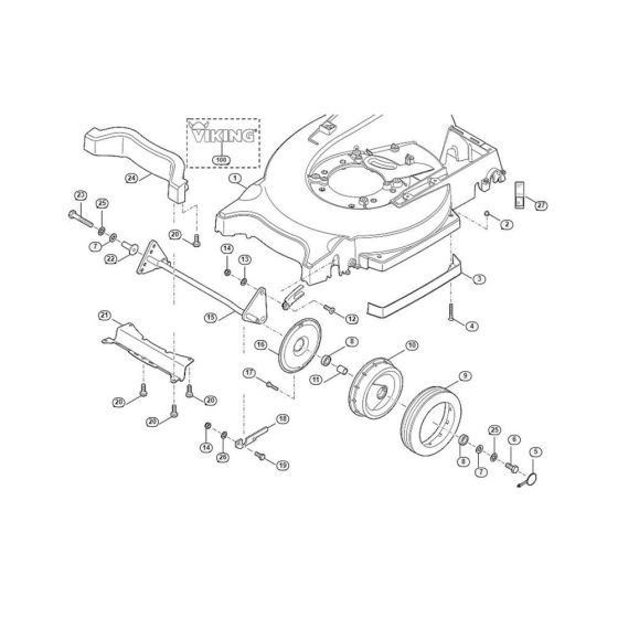 Housing, Front Axle for Viking MB 858.0 Petrol Lawn Mowers