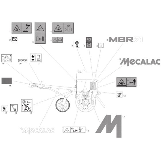 Decals for Mecalac MBR71 HD Pedestrian Roller