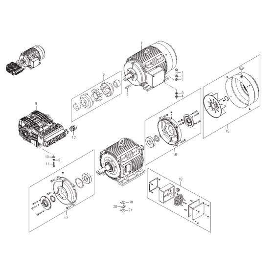 Motor, Coupling Assembly for Nilfisk MC 10P-500/1680 440/3/60 Pressure Washer