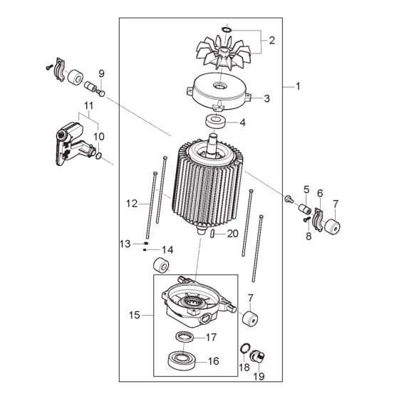 Motor Assembly for Nilfisk MC 3C-140/570 230/1/50/13 Pressure Washer