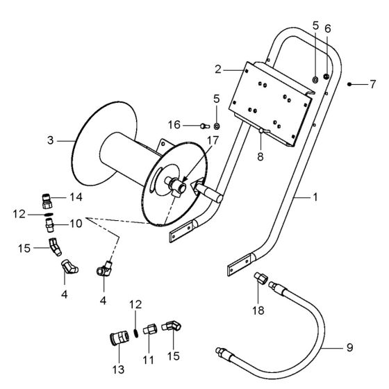 Hose Reel Assembly for Nilfisk MC 3C-165/810 PE Pressure Washer