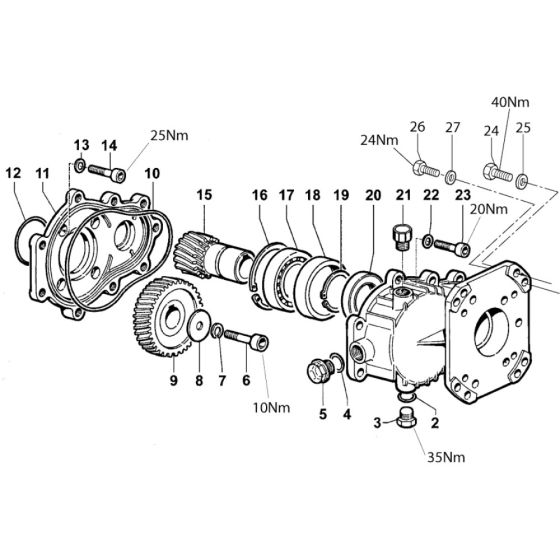 Gearbox Assembly for Nilfisk MC 5M-195/1000 DE Pressure Washer