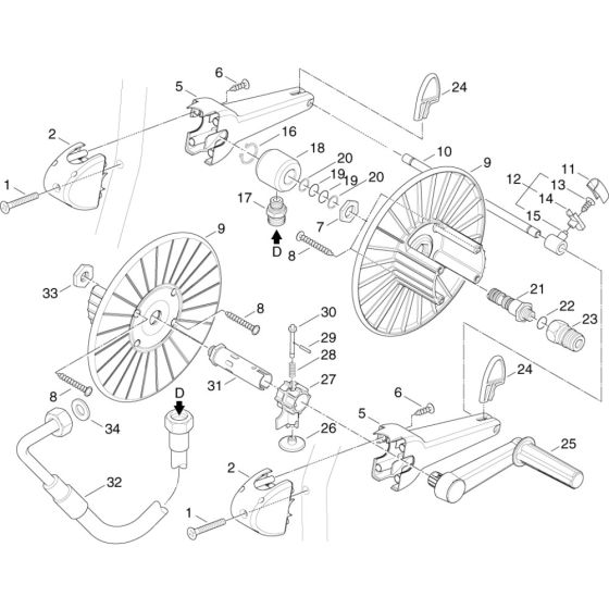 Hose Reel Assembly for Nilfisk MC 5M-195/1000 DE Pressure Washer