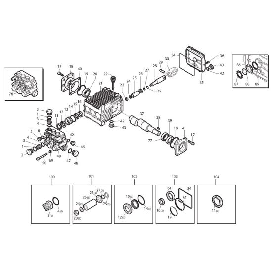 Pump Assembly for Nilfisk MC 5M-250/1050 PE PLUS Pressure Washer