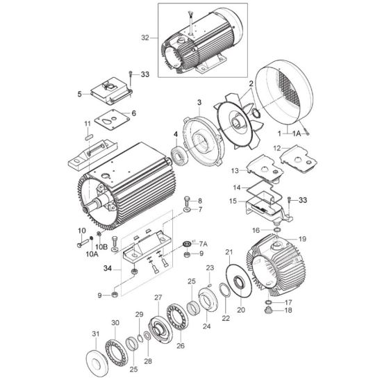 Motor for Nilfisk MC 6P-170/1600 FA Pressure Washer