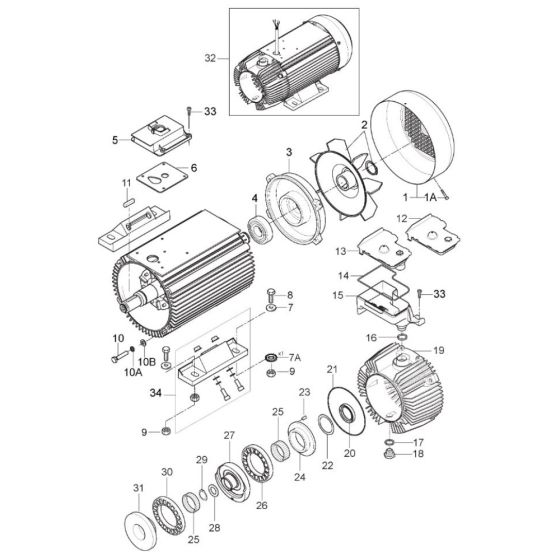 Motor for Nilfisk MC 6P-250/1100 FAXT Pressure Washer